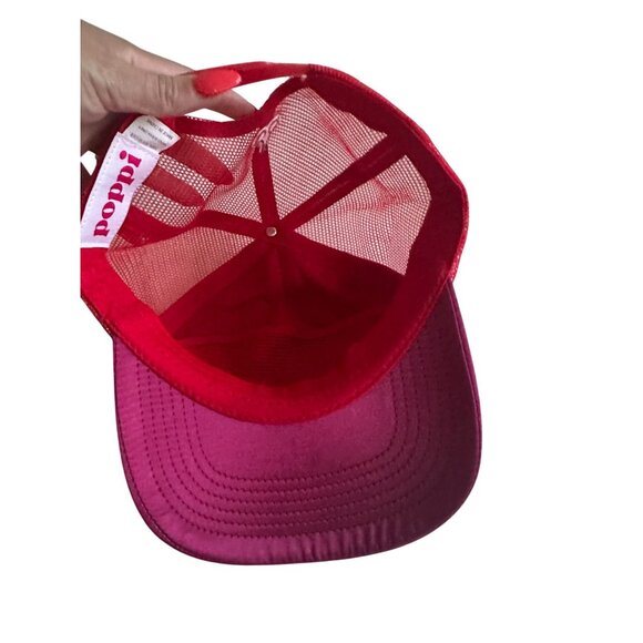 POPPI Pink Red Mesh Trucker Hat Cap NEW without tags - Picture 6 of 6
